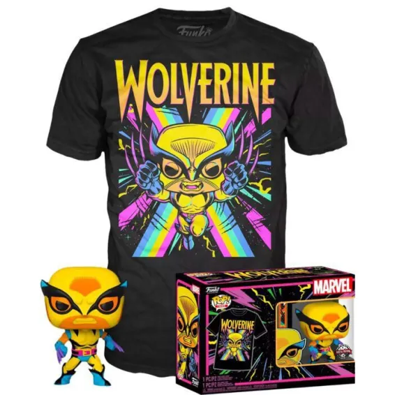Marvel - Figura POP! & T-Shirt Wolverine (Black Light) Special Edition Funko - 1