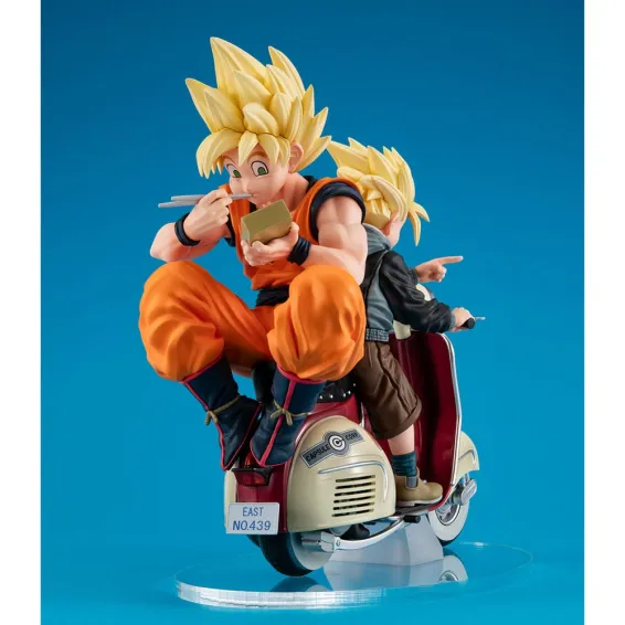 Dragon Ball Z - Desktop Real McCoy Ex - Figura Super Saiyan Son Goku & Super Saiyan Son Gohan & Motorbike PREPEDIDO Megahouse - 