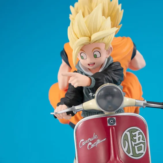 Dragon Ball Z - Desktop Real McCoy Ex - Figura Super Saiyan Son Goku & Super Saiyan Son Gohan & Motorbike PREPEDIDO Megahouse - 