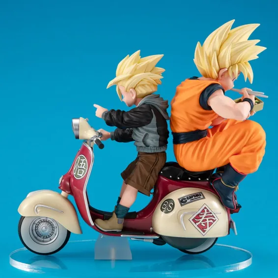 Dragon Ball Z - Desktop Real McCoy Ex - Figurine Super Saiyan Son Goku & Super Saiyan Son Gohan & Motorbike PRÉCOMMANDE Megahous