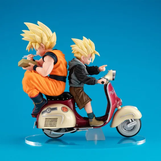 Dragon Ball Z - Desktop Real McCoy Ex - Figurine Super Saiyan Son Goku & Super Saiyan Son Gohan & Motorbike PRÉCOMMANDE Megahous